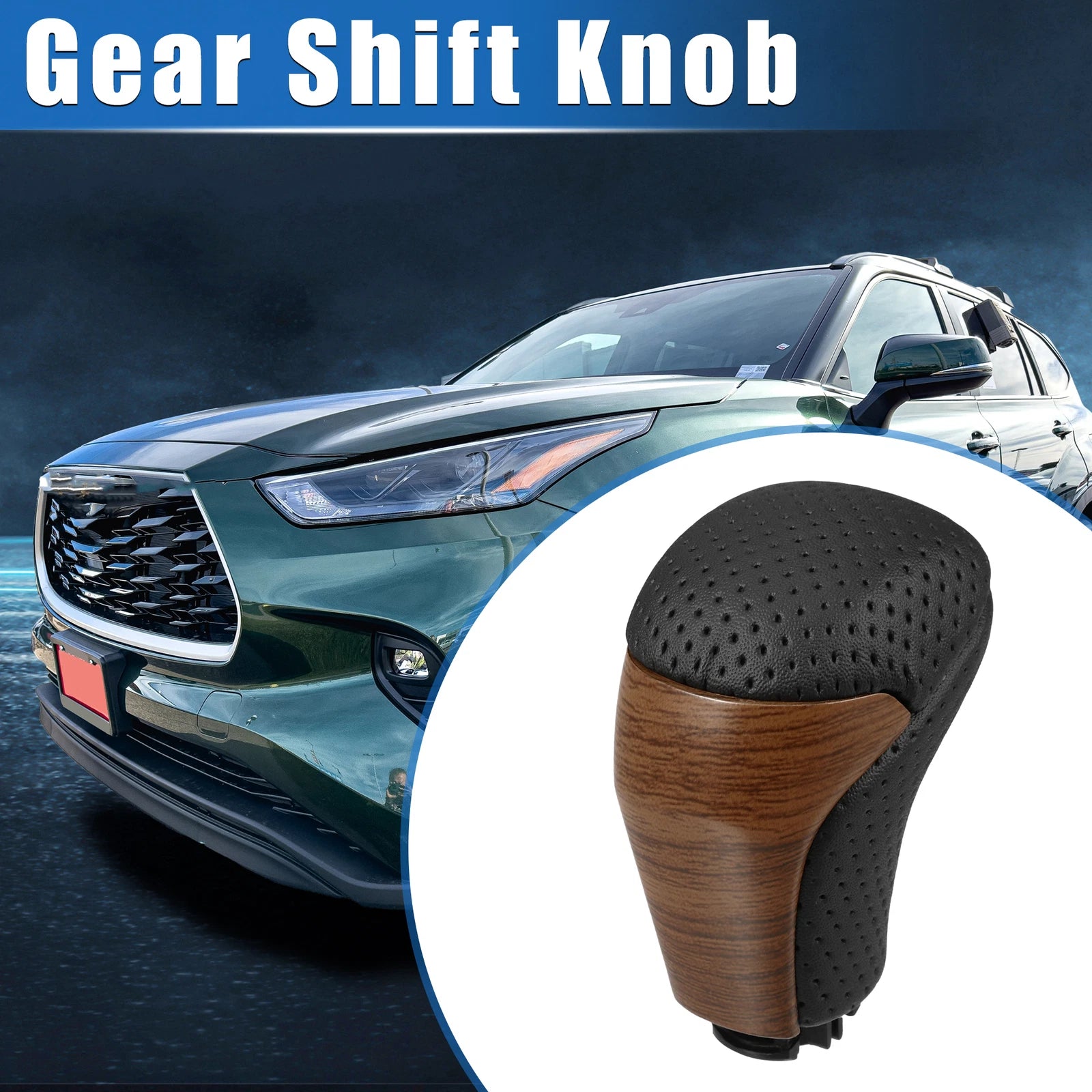Automatic Gear Shift Knob for Toyota Highlander (2014–2019) Black Yellow Drilled