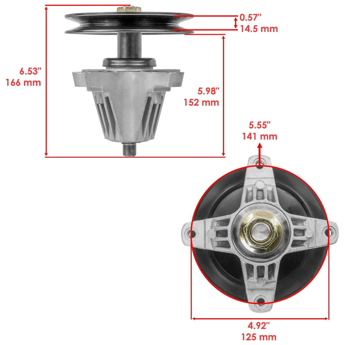 Spindle w Pulley and Belt Replacement for Troy-Bilt 42 Inch (2004–2004)