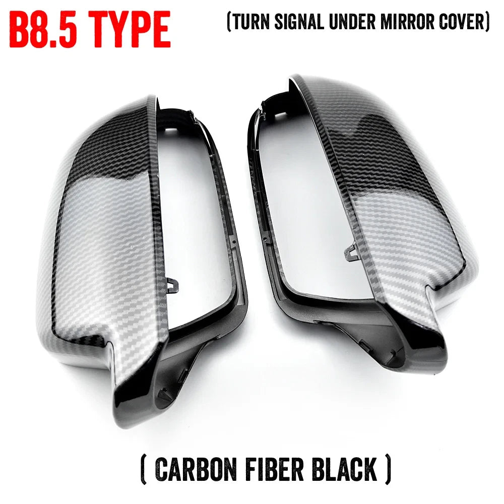 Set of 2 Carbon Look Rearview Mirror Cover Caps for Audi A4/S4 8B8 (2010–2015)