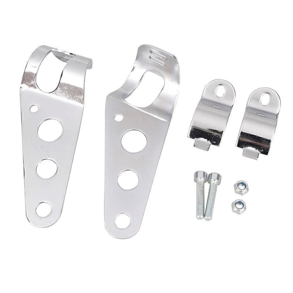 2X Fork Mount Headlight Casing Brackets for Cafe Racer Bobber Chopper