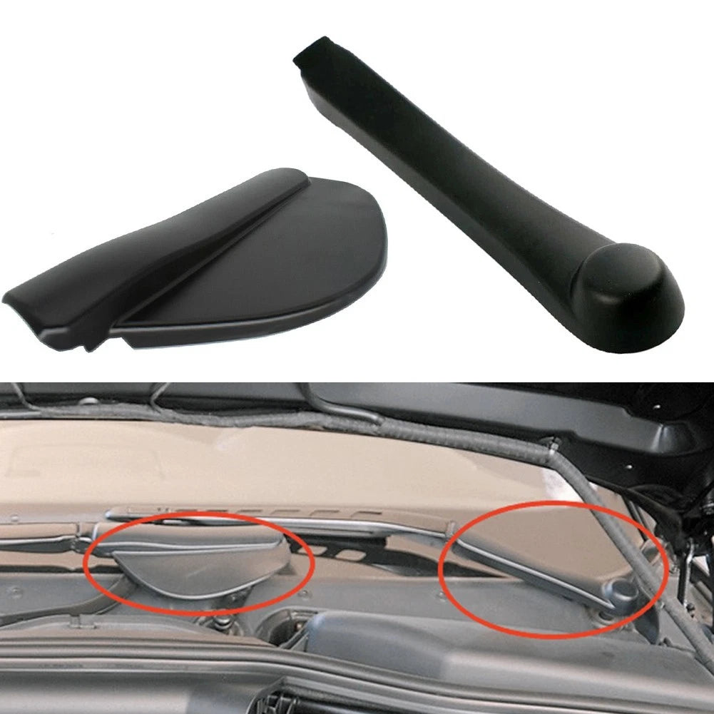 Set of 2 ABS Black Wiper Covers for BMW E60 E61 E63 E64 (2001–2010)