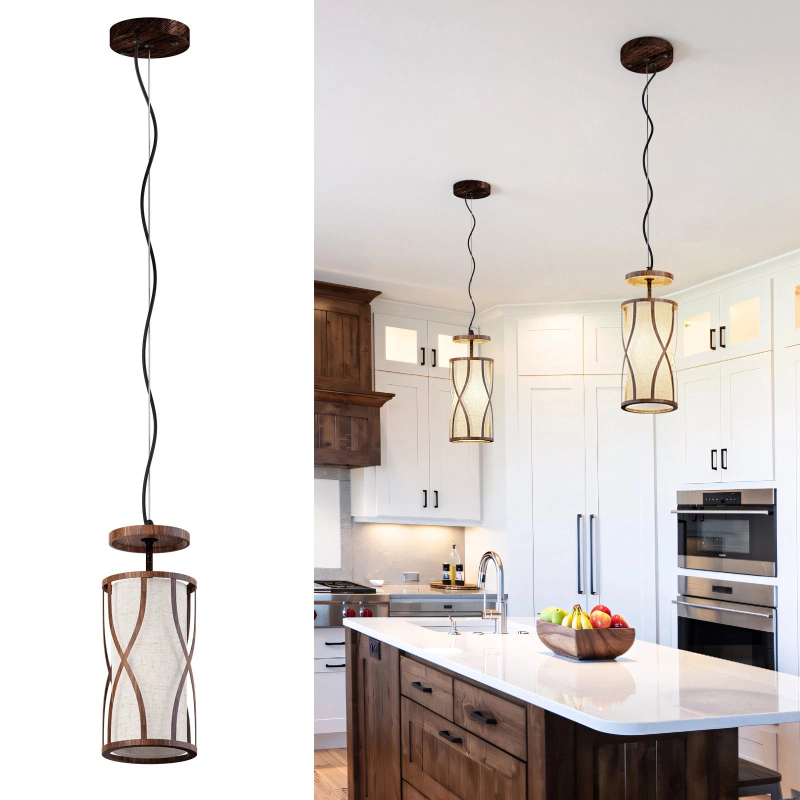 Adjustable Height Farmhouse Chandelier for Kitchen Island