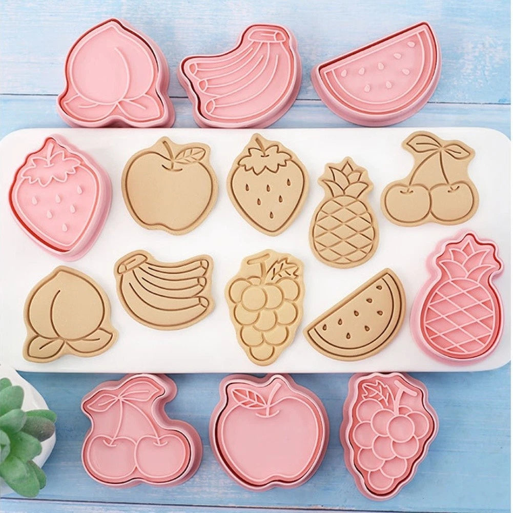 Set of 8 Fruit Shaped Cookie Cutters for DIY Baking Tool