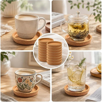 Set of 4 Non-Slip Cork Coasters for Daily Drinking