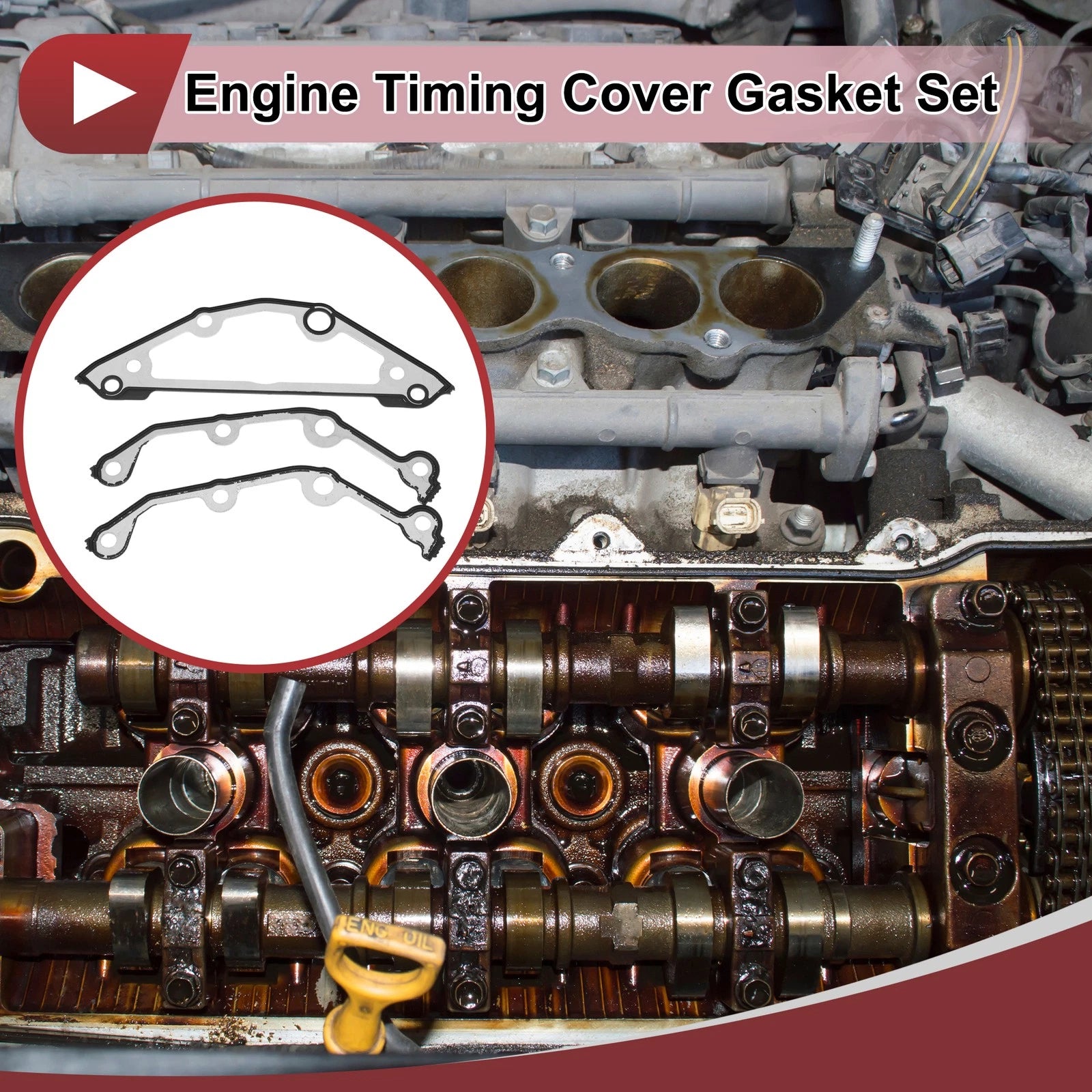 Engine Timing Cover Gasket Set Replacement for BMW 545i 4.4L 4.8L (2004–2009)