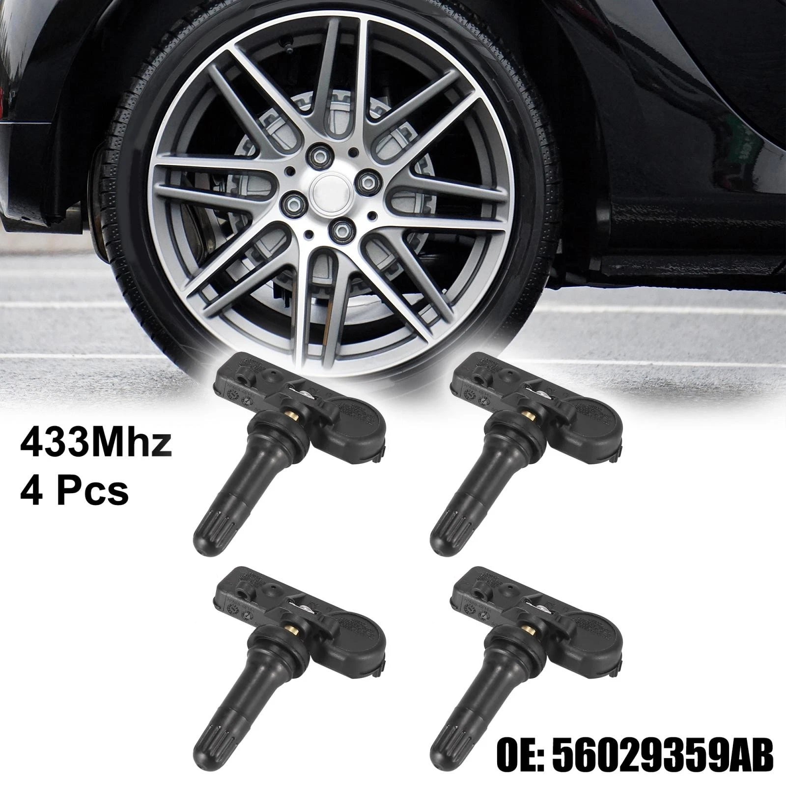 Tire Pressure Sensor 4 Pack 433MHz Replacement for Jeep Dodge Chrysler (2014–2022)