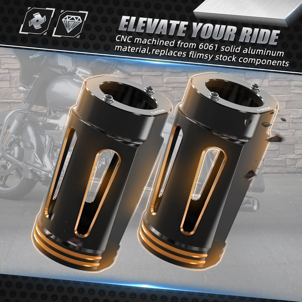 Pair Anodized Fork Boot Slider Covers for Harley Electra Glide (2000–2023)
