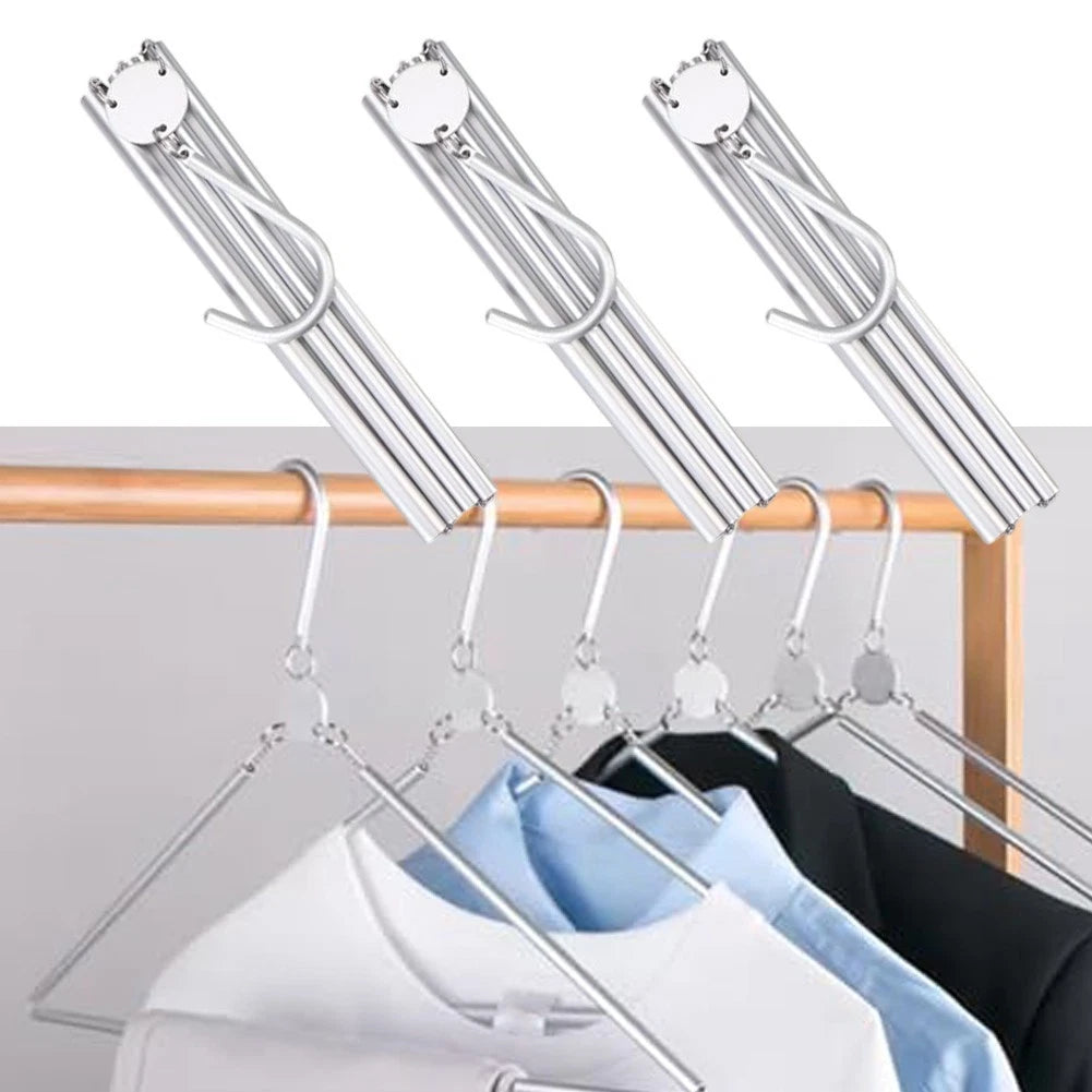 3pcs Foldable Aluminum Travel Hangers for Clothes Organization