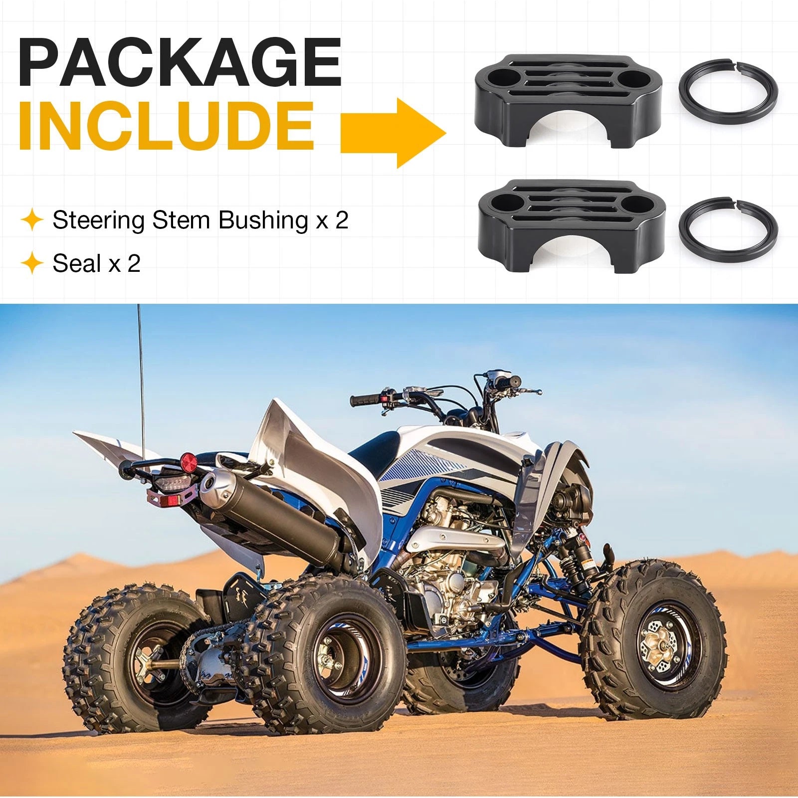 Steering Stem Bushing and Seal Kit for Yamaha YFZ450 YFZ450R YFZ450RSE YFM700/R (2004–2023)
