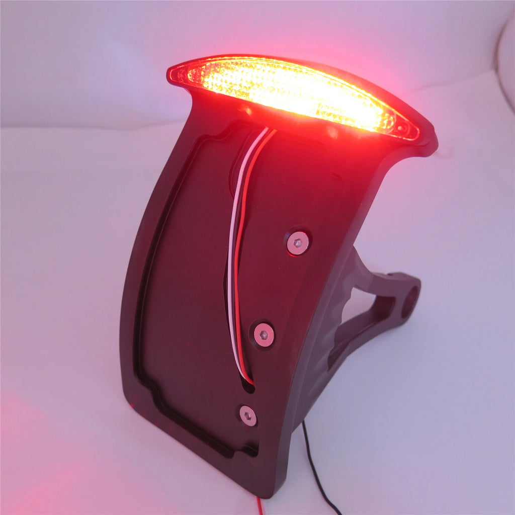 Curved Side Mount License Plate Bracket w/ LED Tail Light for