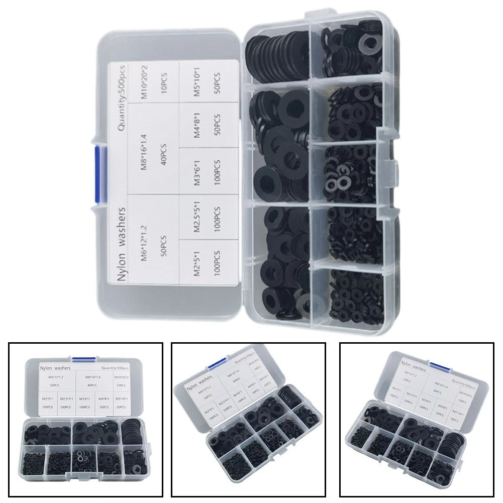 500pcs Nylon Flat Washers for All Vehicles (Universal)