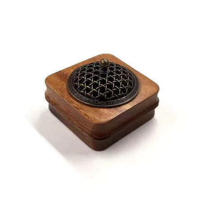 Walnut Wood Incense Burner for Sandalwood Coil (Handmade Cultural Design)