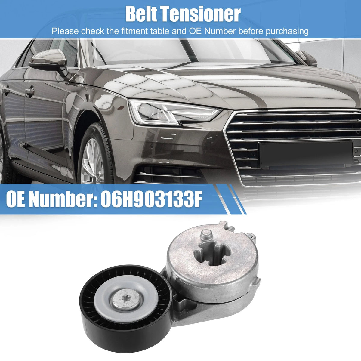 Accessory Drive Belt Tensioner Assembly with Pulley for Audi A4 (2008–2016)