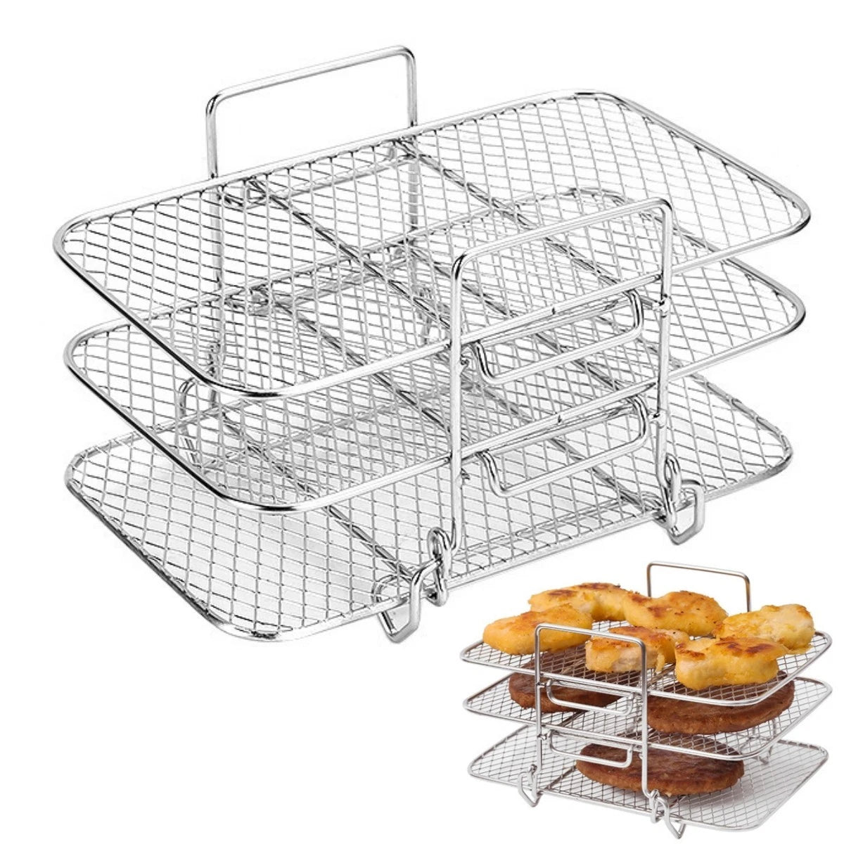 Set of 2 Multi Layer Mesh Baskets for Air Fryers and Steamers