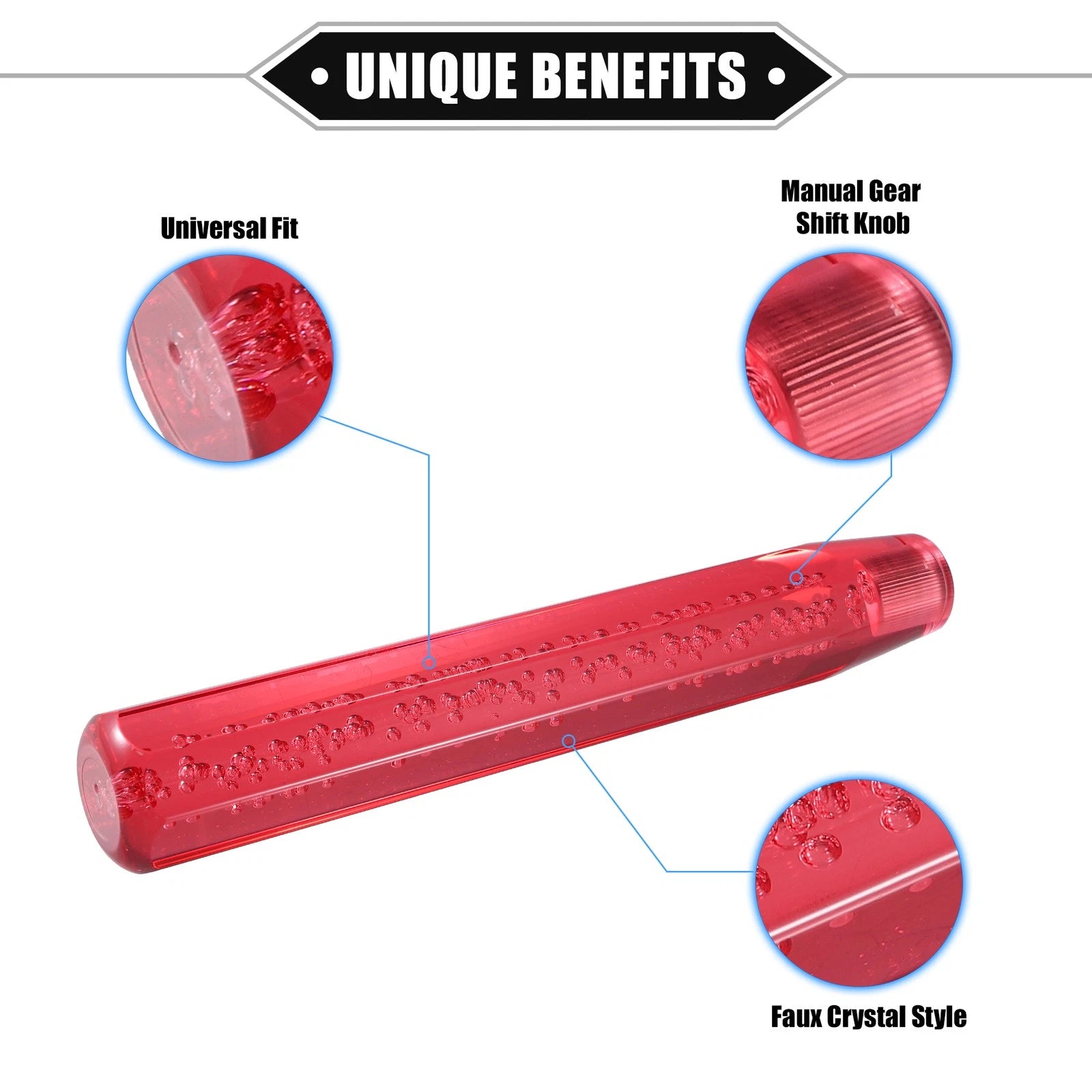30cm Gear Shift Knob Stick for Universal Vehicles - Acrylic Red
