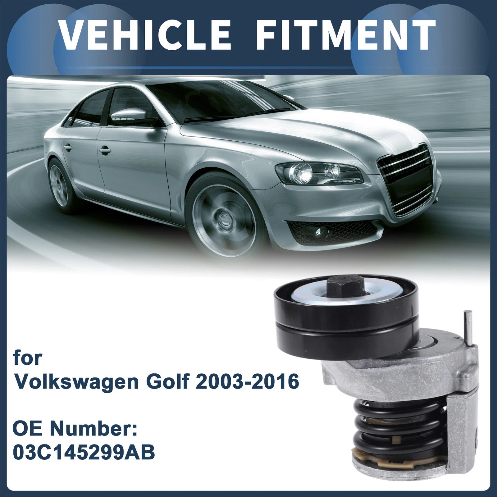 Belt Tensioner for Volkswagen Golf (2003–2016) Metal Replacement 1 Pc