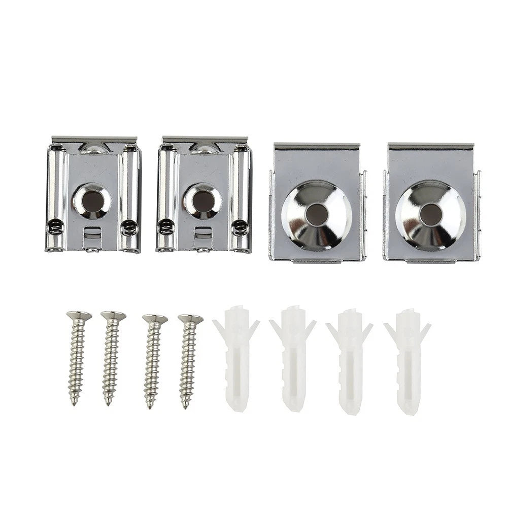 Set of 4 Chrome Mirror Mounting Clips for Frameless Mirrors
