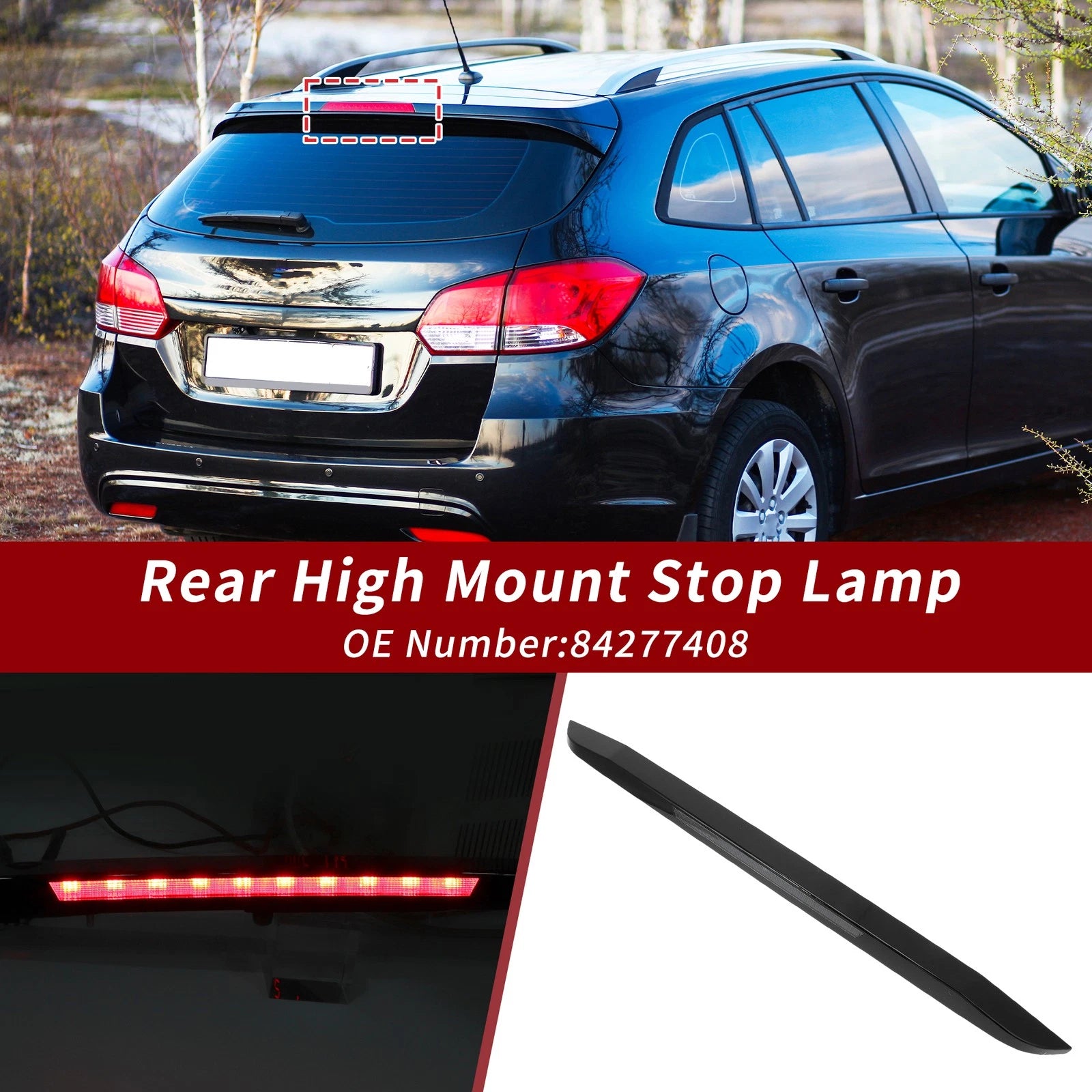 Third Brake Light LED High Mount Replacement for Chevrolet Cruze 2016–2019