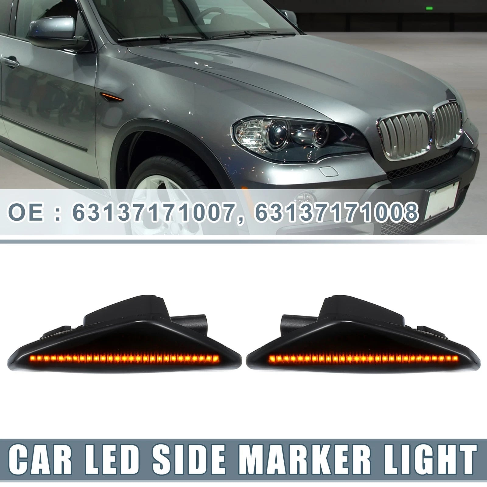 LED Side Marker Lights Pair Amber Lens for BMW X3 (2011–2014)