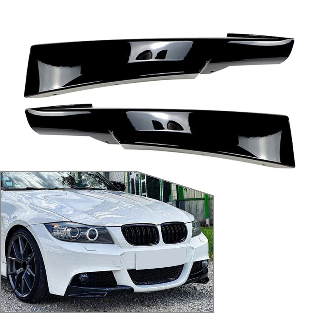 Front Bumper Lip Corner Splitters for BMW E90 E91 LCI M-Tech (2009–2013) Gloss Black
