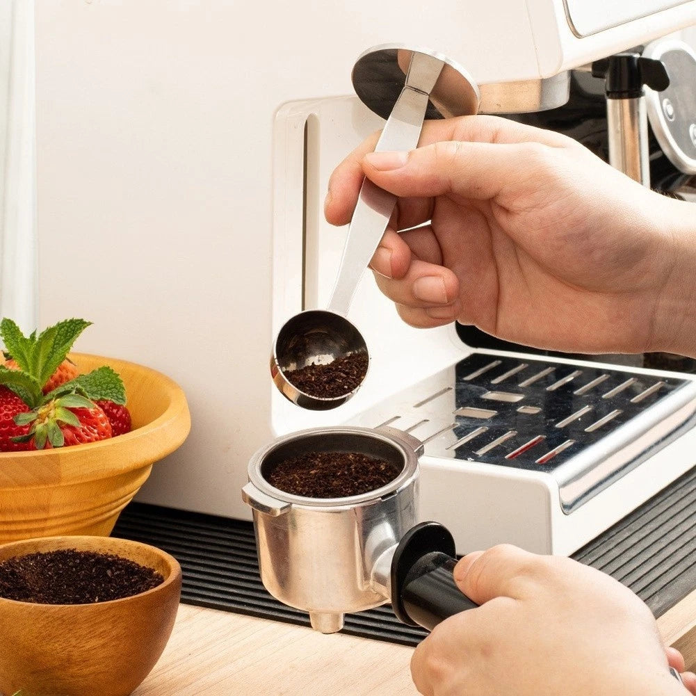 2X 201 Stainless Steel Dual Function Coffee Scoop Tamper 14.5cm