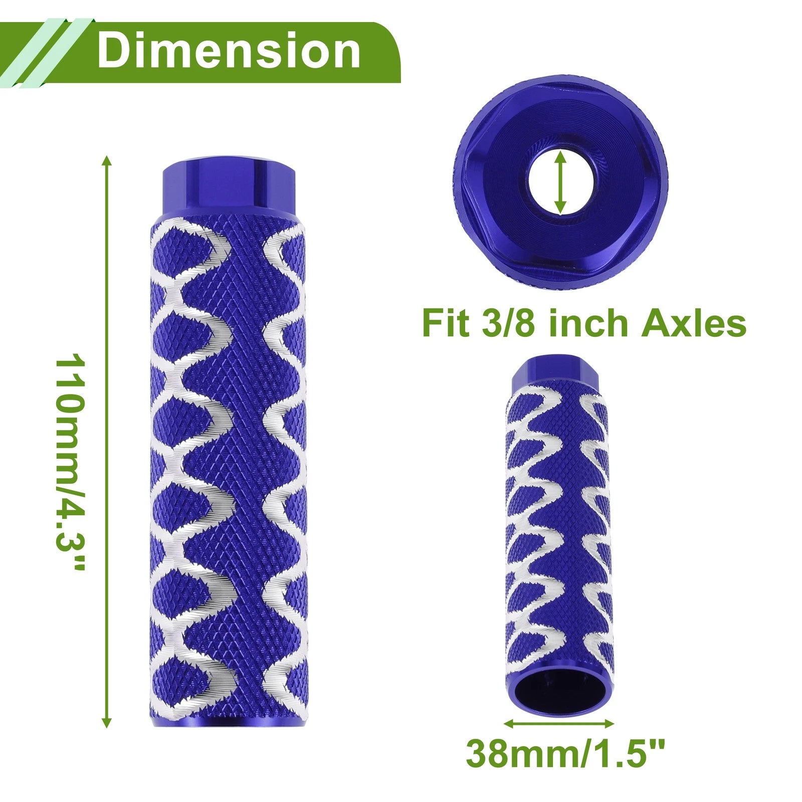 4 Pcs 100mm Bike Pegs Circle Texture Replacement for Blue Cycling (—)