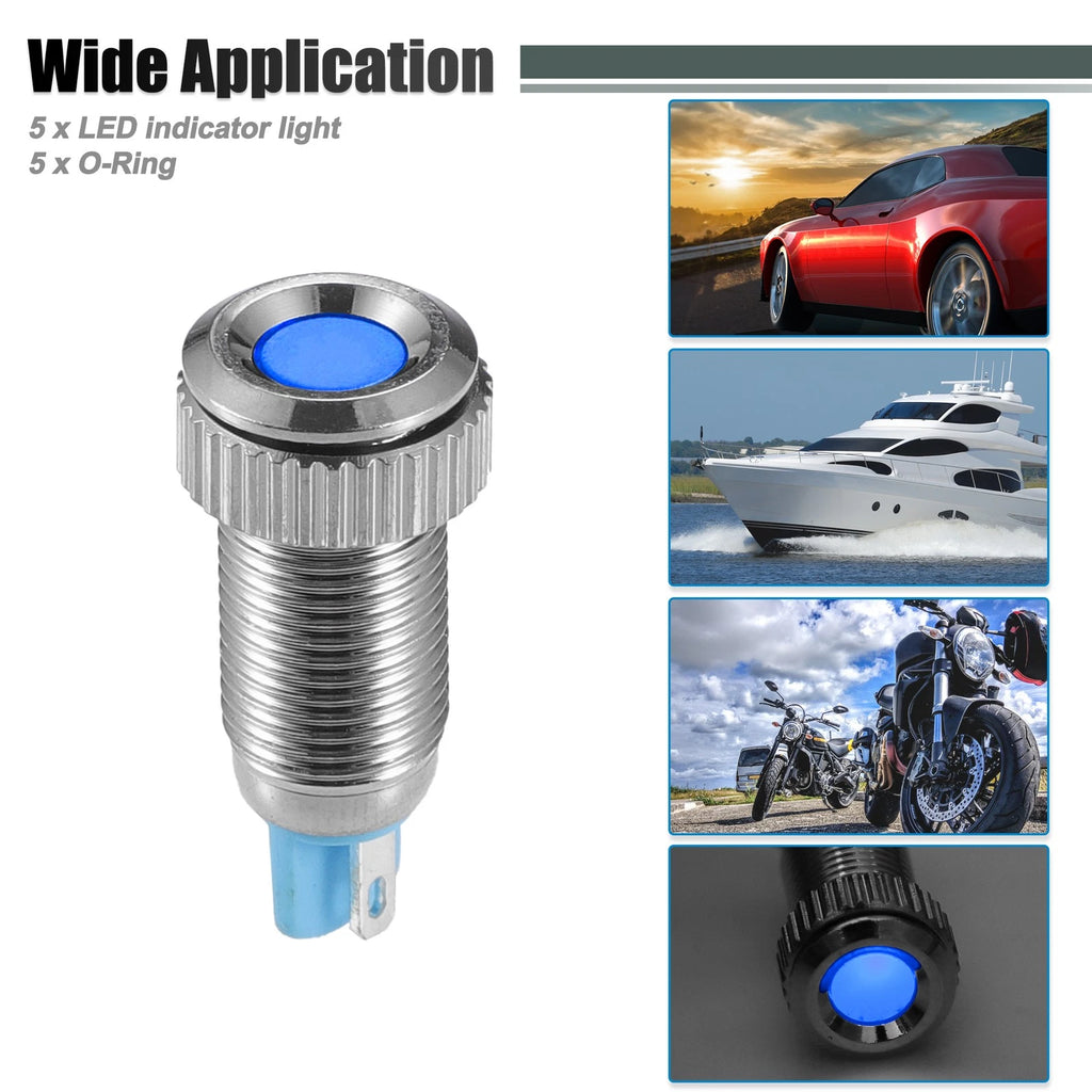 5pcs LED Indicator Light for Universal Cars (Waterproof, 8mm)