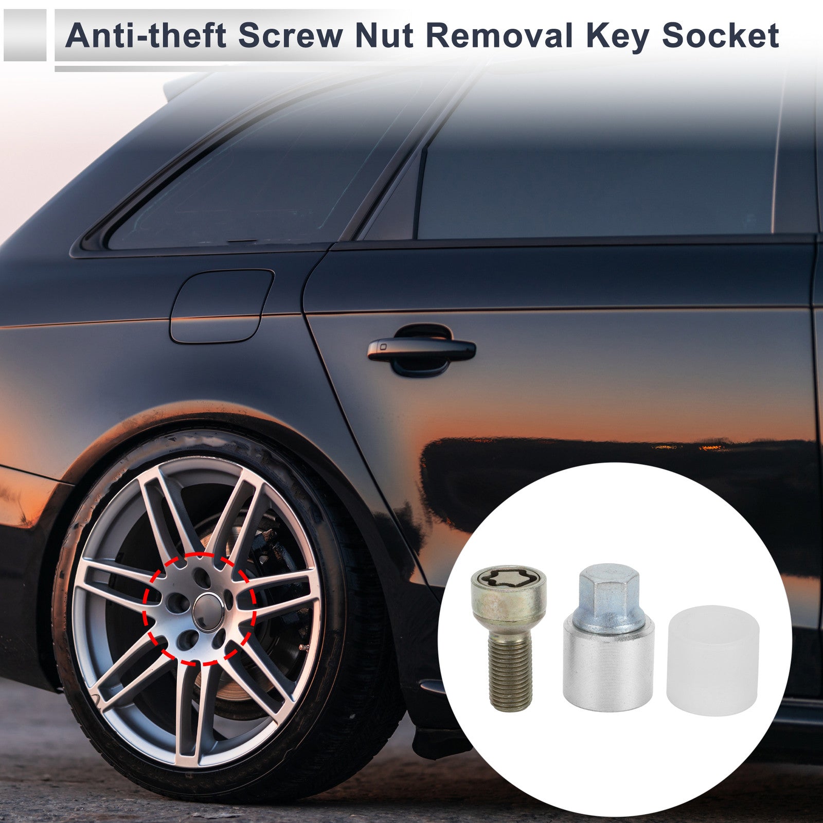 Wheel Lock Lugnut with Key Socket Bolt Kit for Audi A4L A5 (2011–2023)