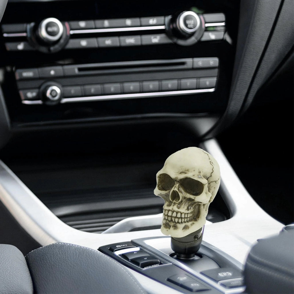Universal White Evil Skull Manual Shifter Gear Shift Knob Cover