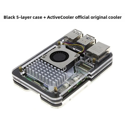 5-Layer Acrylic Case for Raspberry Pi 5 with Cooling Fan