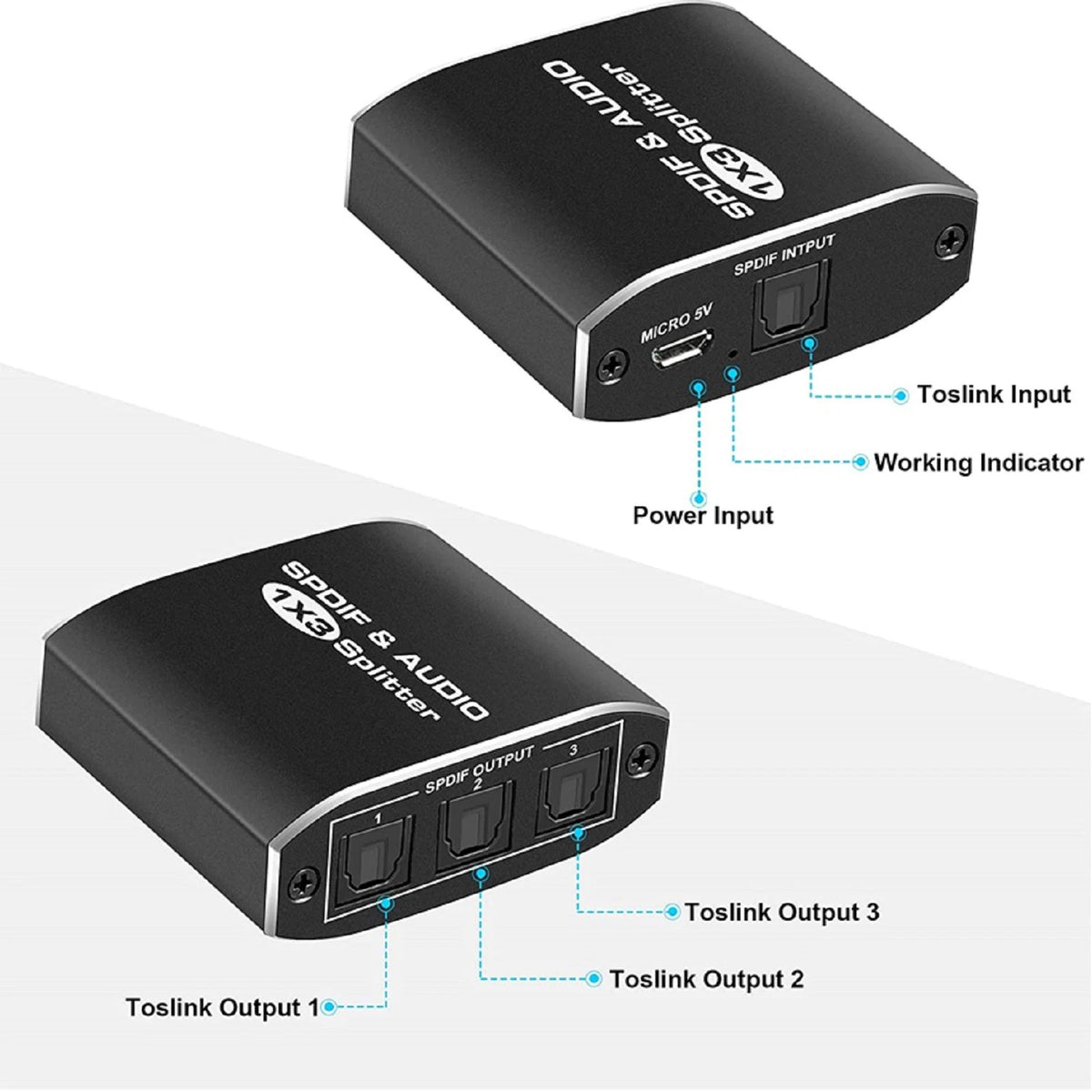 Digital SPDIF Optical Audio Splitter Adapter for Toslink (1x3)