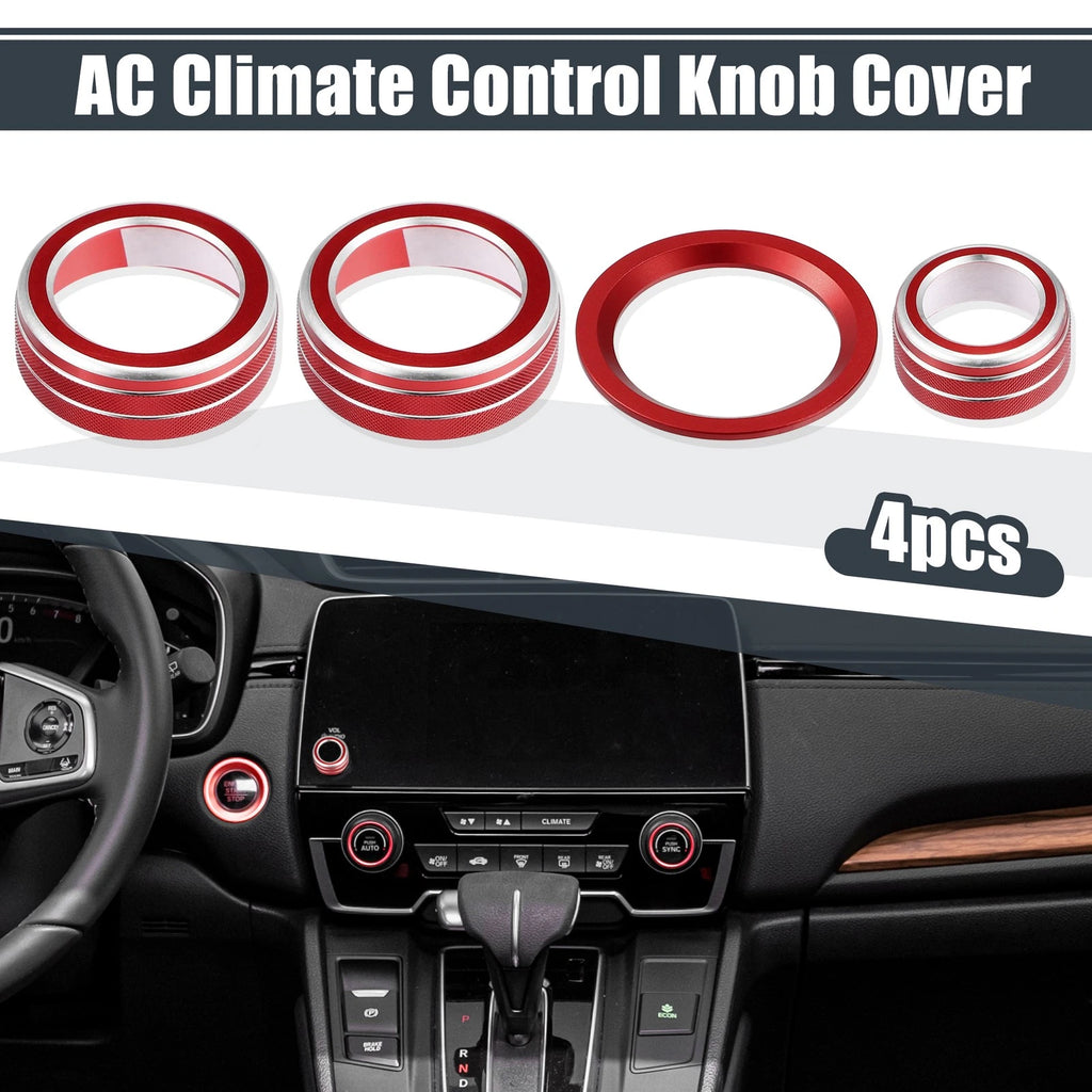 4pc A/C Knob Cover Set Volume Knob Start Stop Ring for Honda CRV (2017–2021)