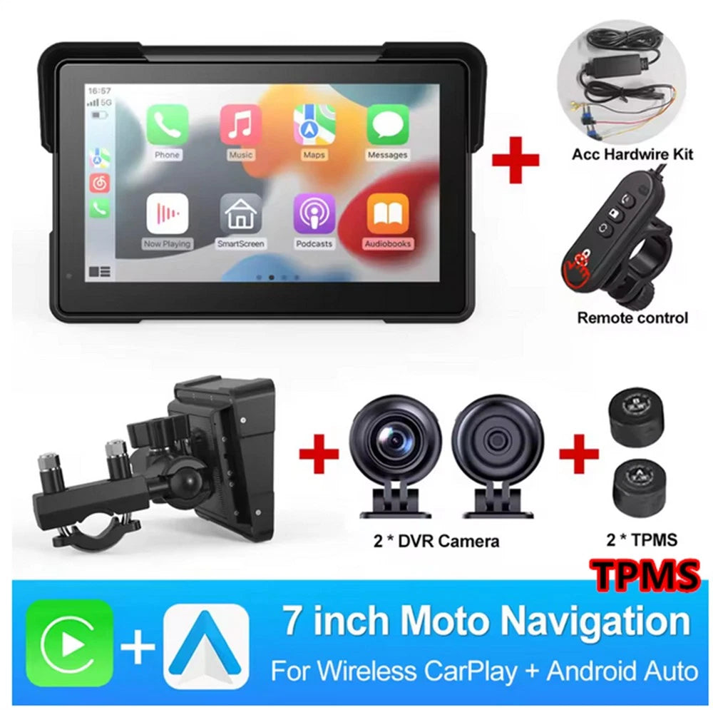 7" Motorcycle GPS Navigation with HD Camera & TPMS for