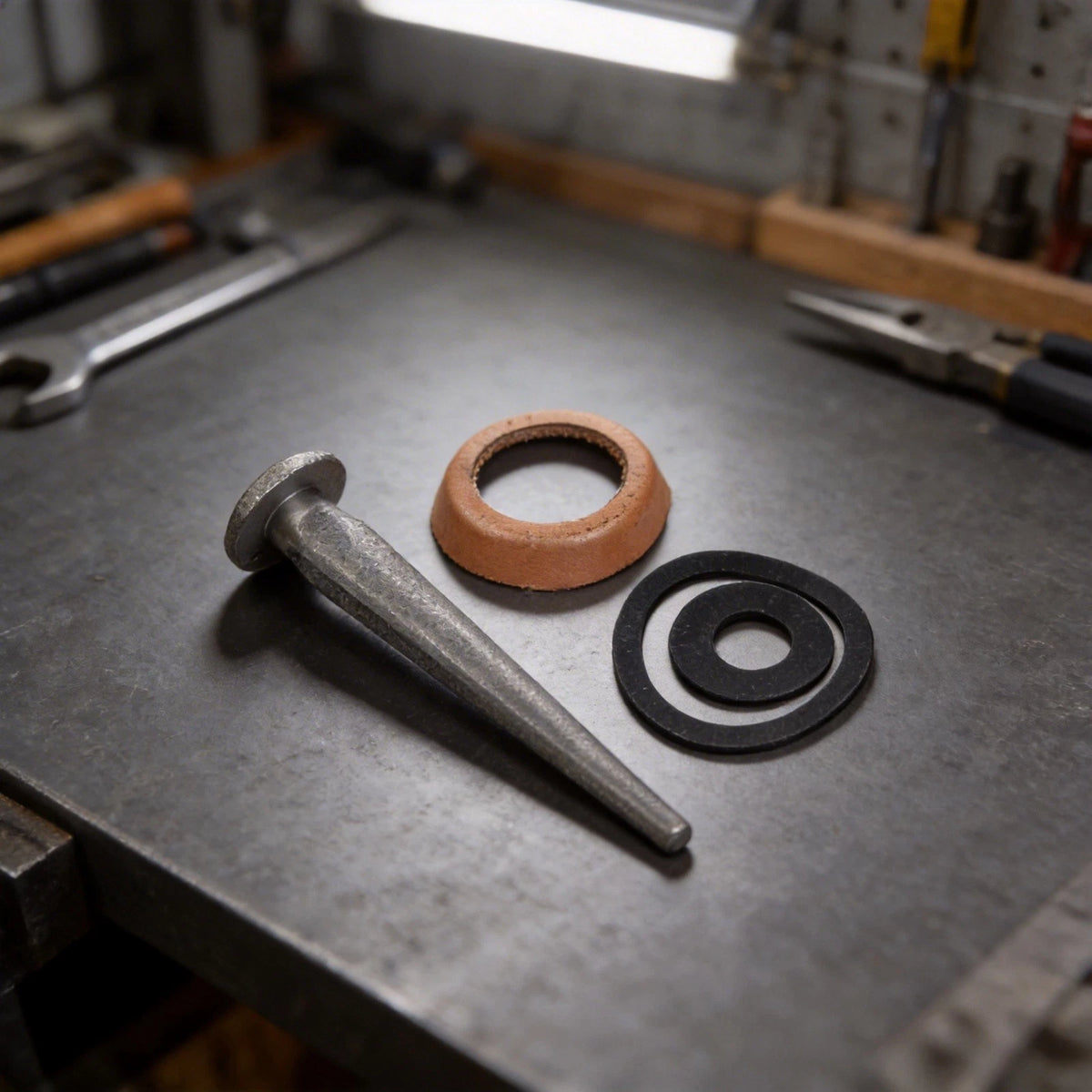 Leather Cuff and Nose Valve for Type 75 Handle Pump (No Part Numbers)