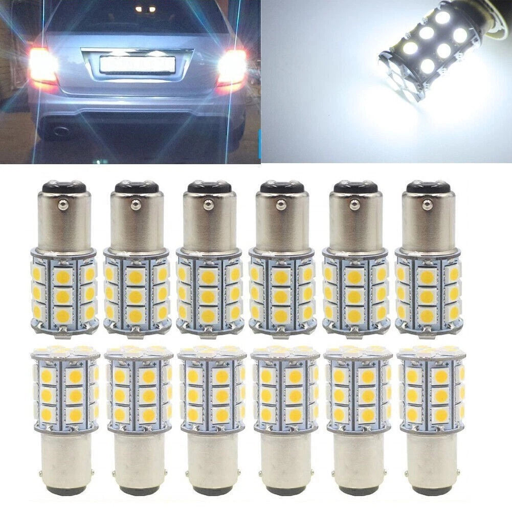 12x BA15D 27SMD LED Light Bulbs for RV Marine Boat Trailer (1076)
