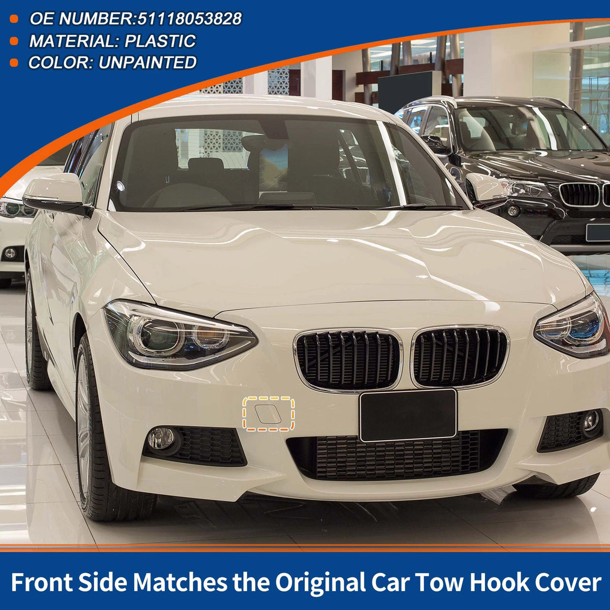 Tow Hook Cover for BMW 114i (2012–2014) No. 51118053828 Unpainted