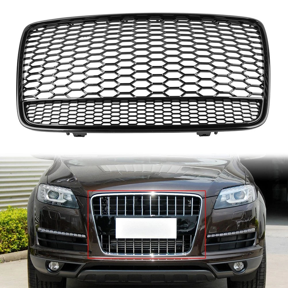 Front Bumper Radiator Mesh Grille Glossy Black For Audi Q7 2005-2015