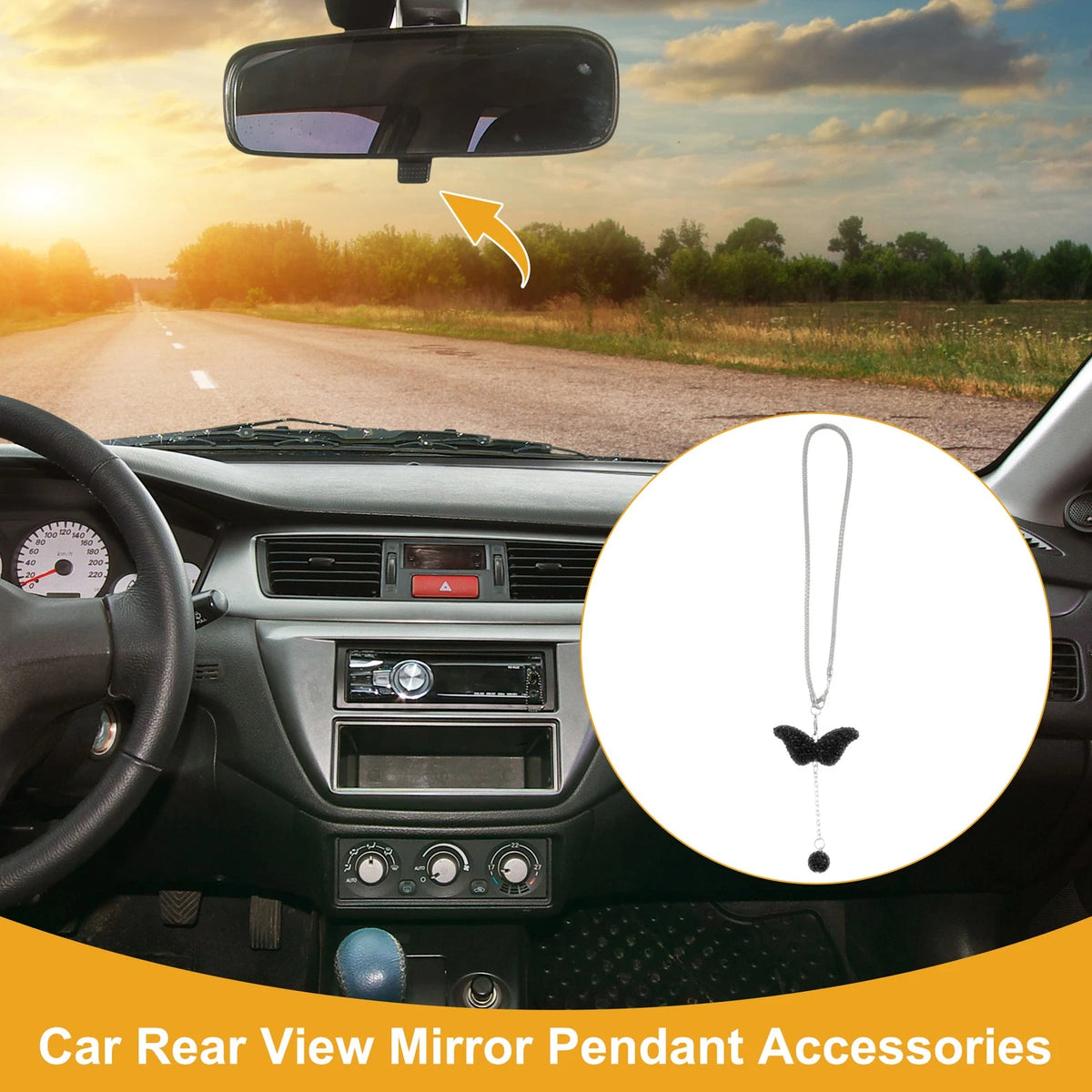 Rhinestones Wing Drill Ball Rear View Mirror Pendant for Universal Cars