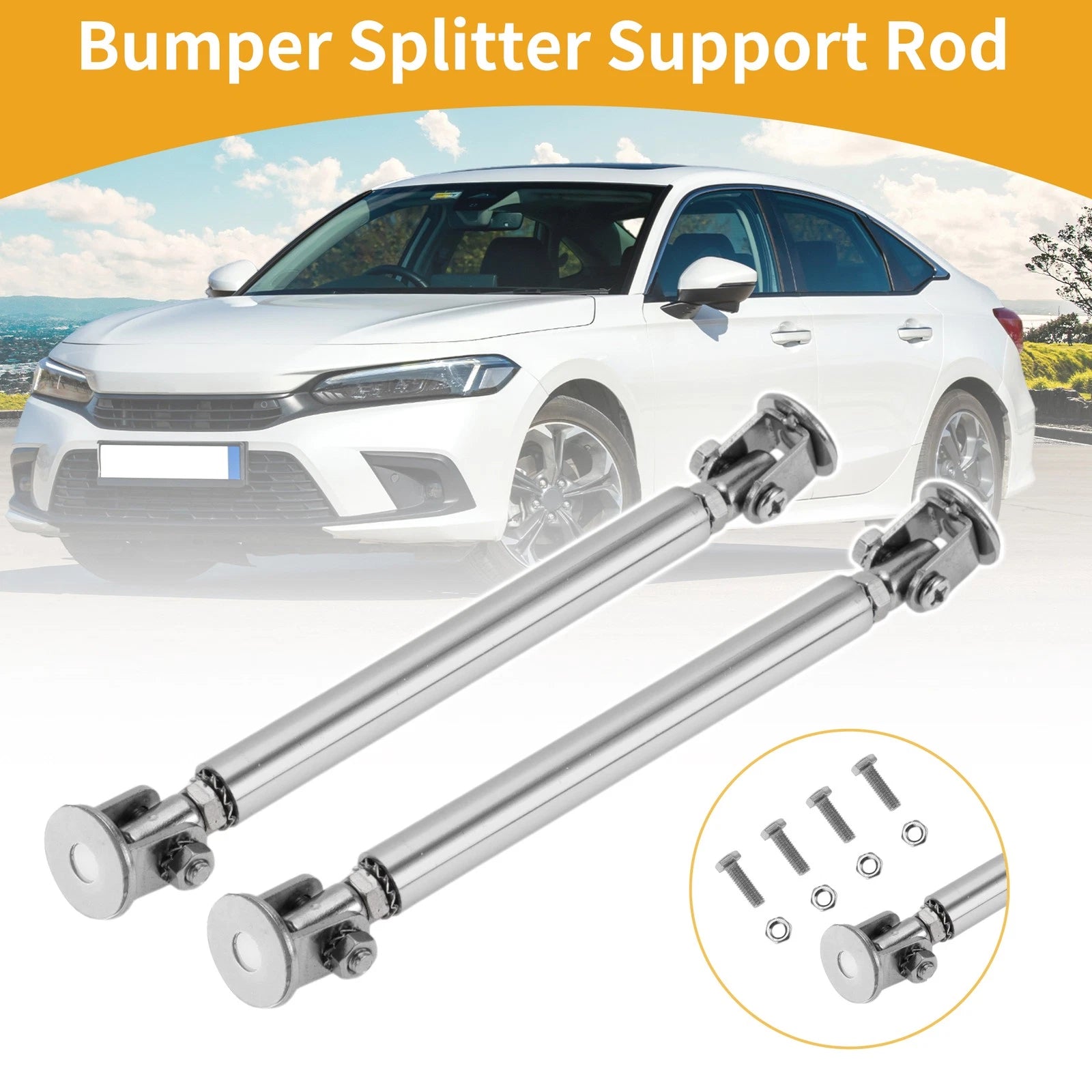 2pcs Adjustable Front Bumper Lip Splitter Strut for Universal Fit (No Drilling)
