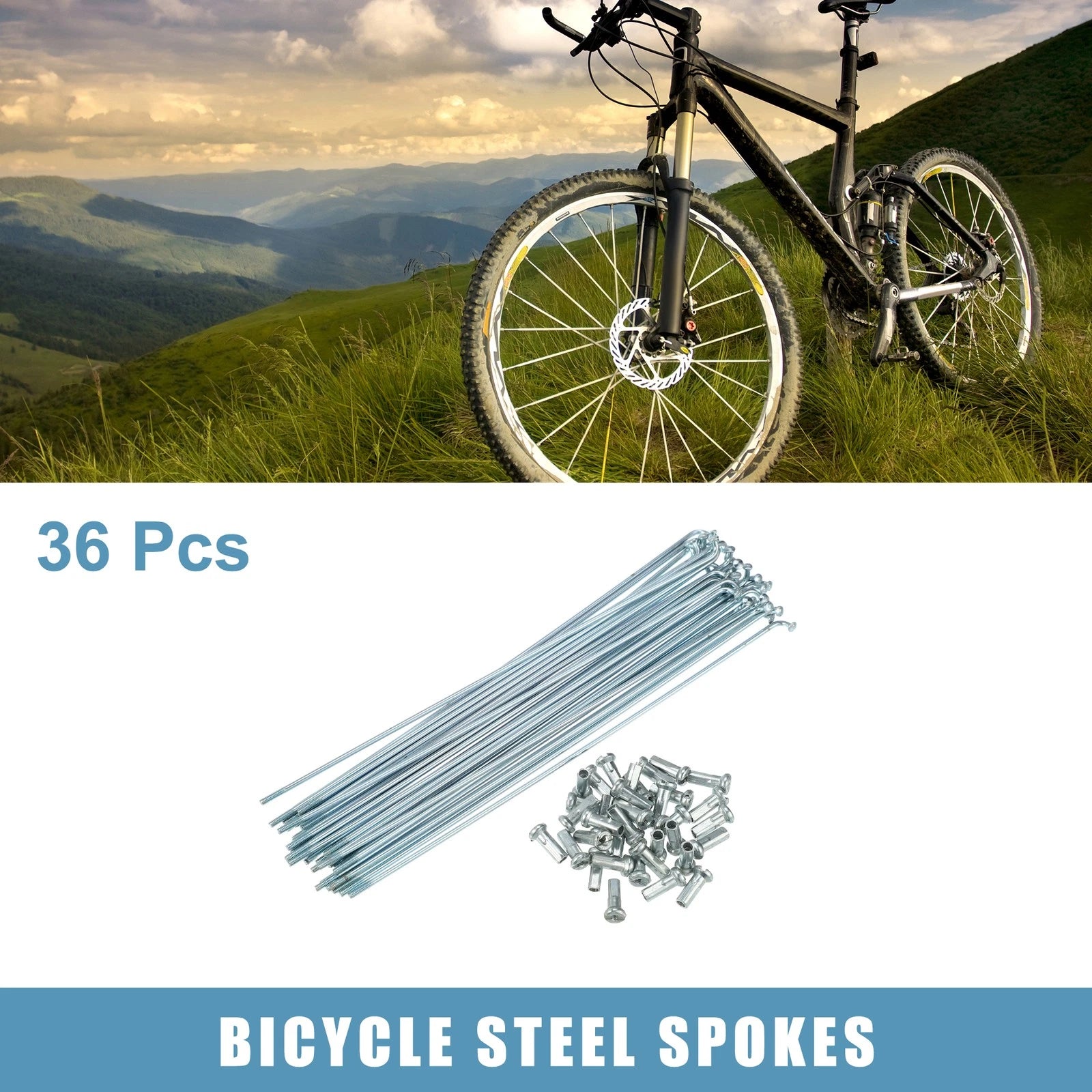 14G J Bend Bicycle Spokes 177mm with Nipples for 36pcs Cycle Spokes (177mm)