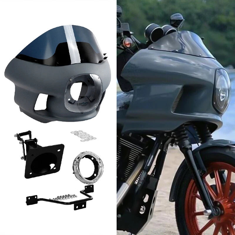 Front Fairing Upper Cowl 7" Headlight & Mounts Kit for Harley Softail (2018–2024)
