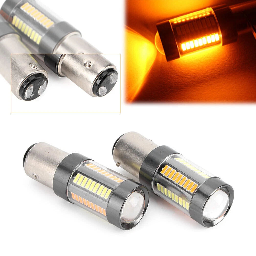 2X Amber White Switchback 1157 BAY15D 4014 66SMD LED Turn Signal Bulbs