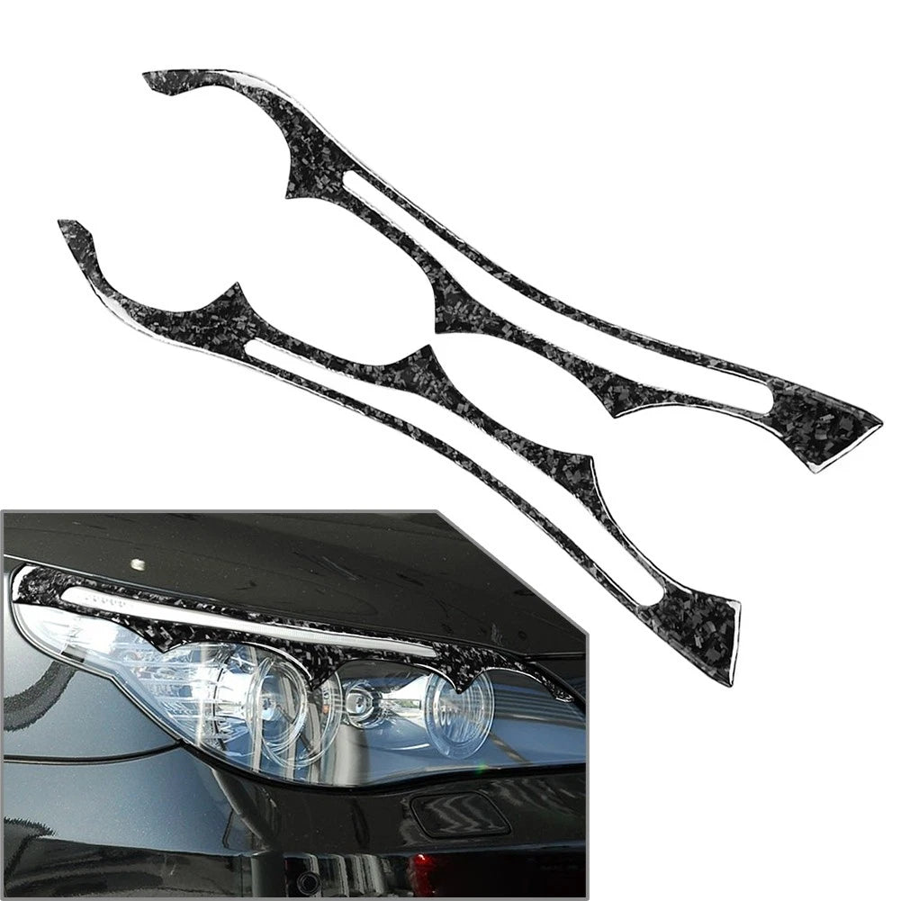 2X Front Headlight Eyebrow Eyelid Cover Trim for BMW 5 Series E60 (2004–2010)