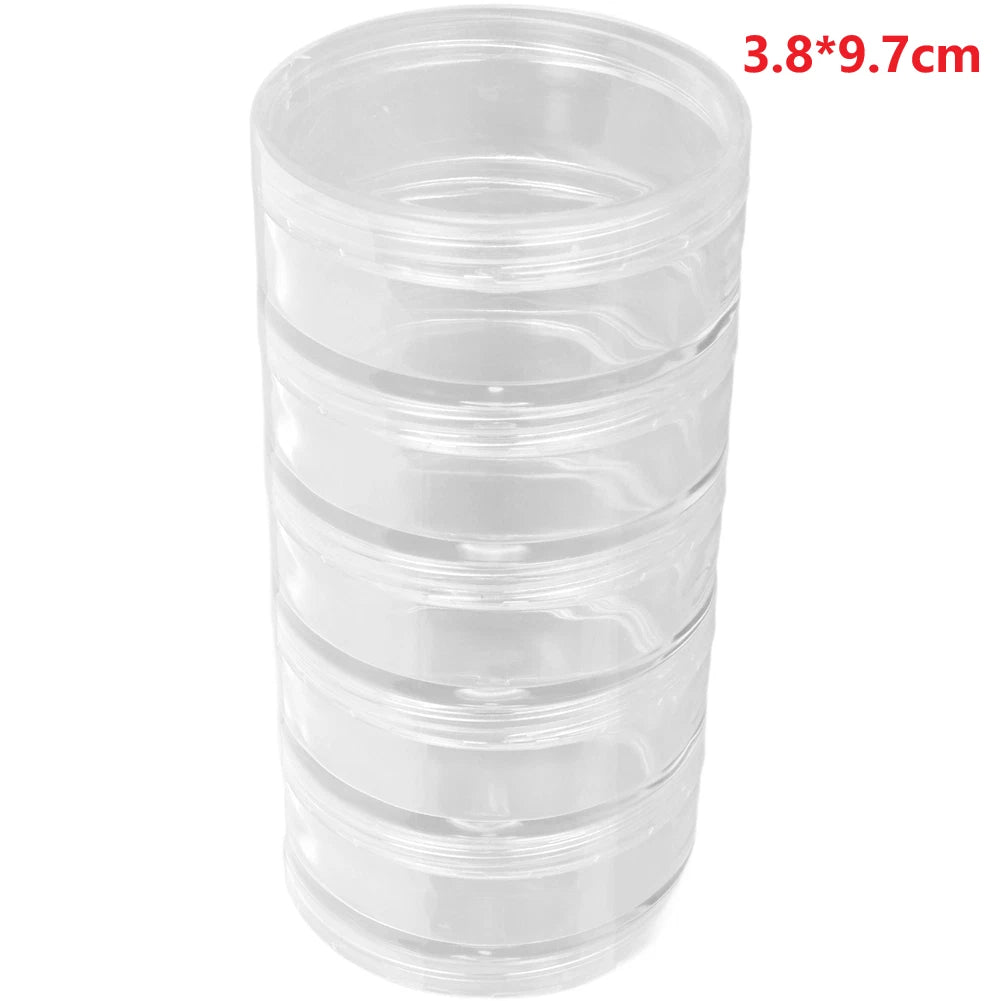 5 Layer Stackable Round Container for Beads Buttons & Watch Parts