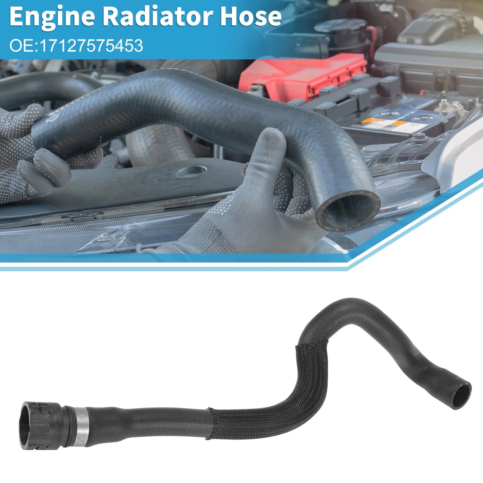 Engine Radiator Hose for BMW 550i 4.4L Replacement Black (2011–2013)