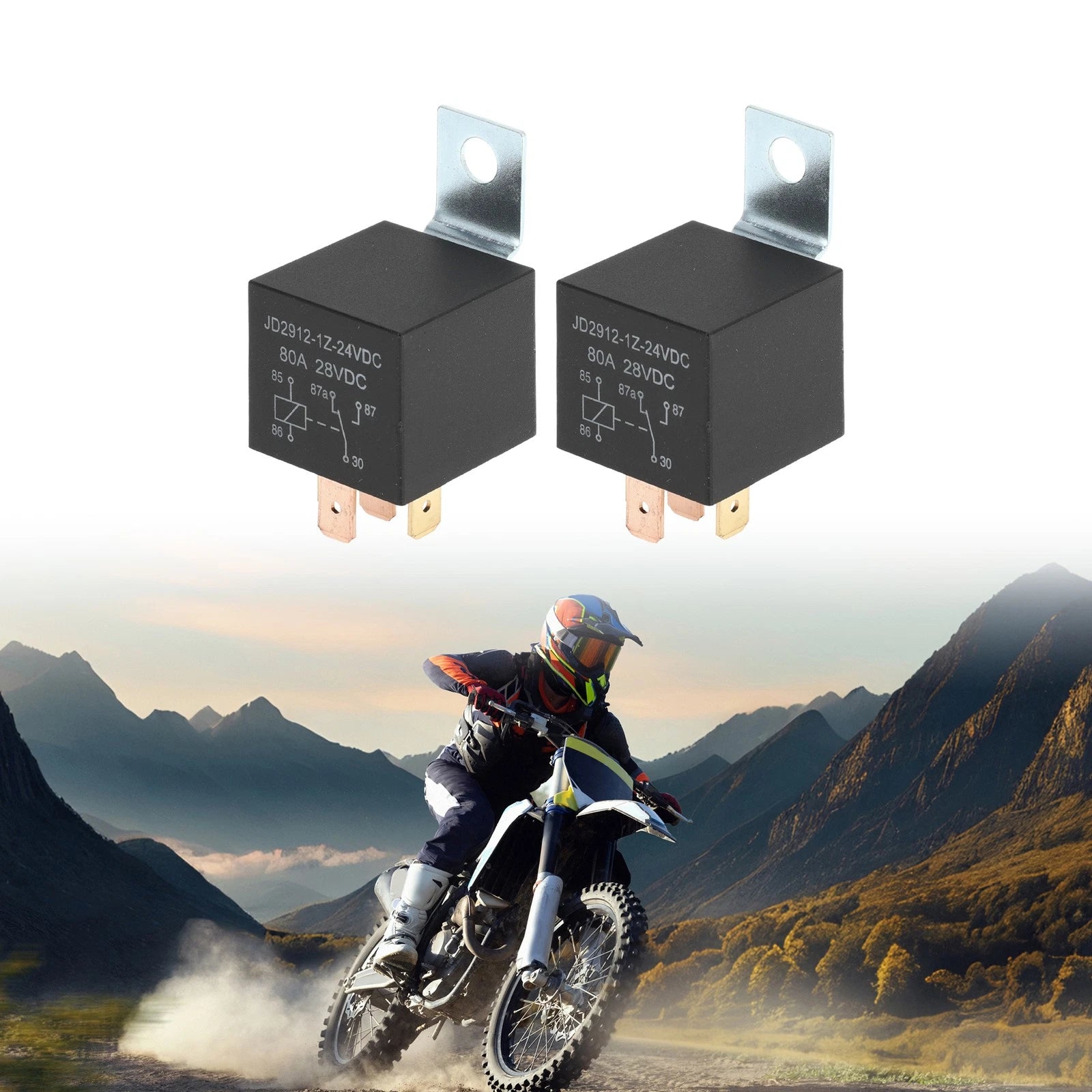 2X 5-Pin 24V 80A Waterproof Auto Relay for Universal Applications