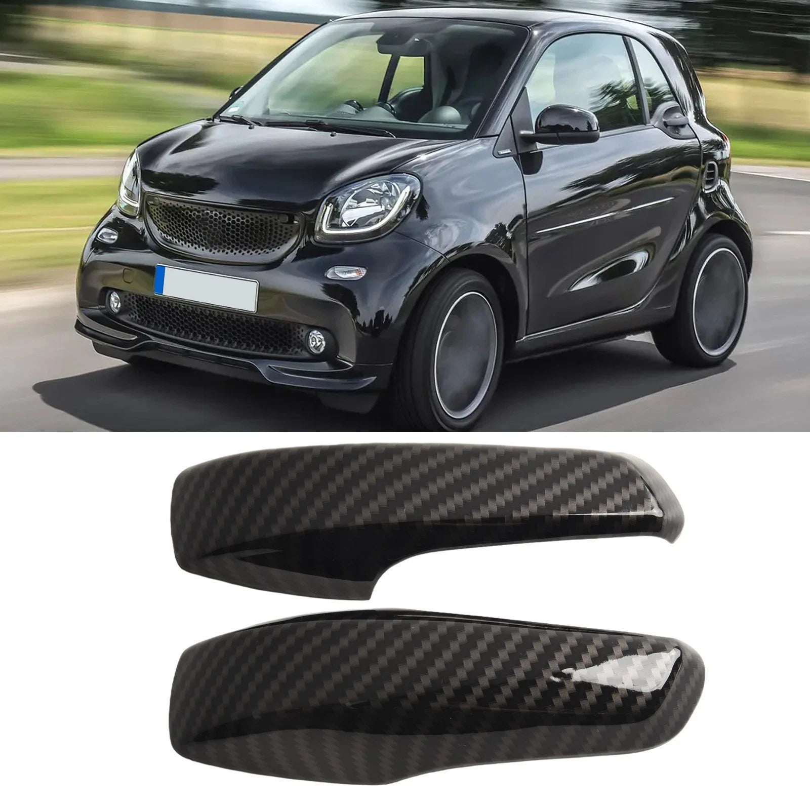 2X Carbon Fiber Black Decorative Frame for Smart (2010–2014)
