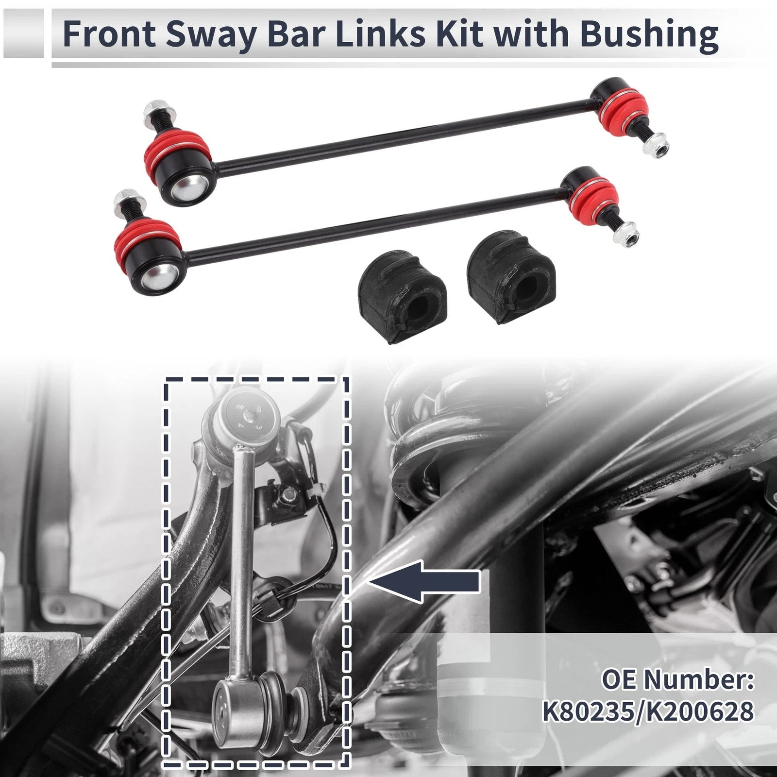 Front Stabilizer Bar Links with Bushings 2 Piece for Mazda 3 (2004–2009)