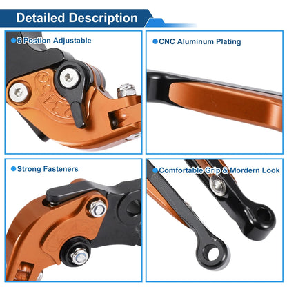 Adjustable Brake Clutch Lever Set for Yamaha MT125 (2014–2021) Orange Black