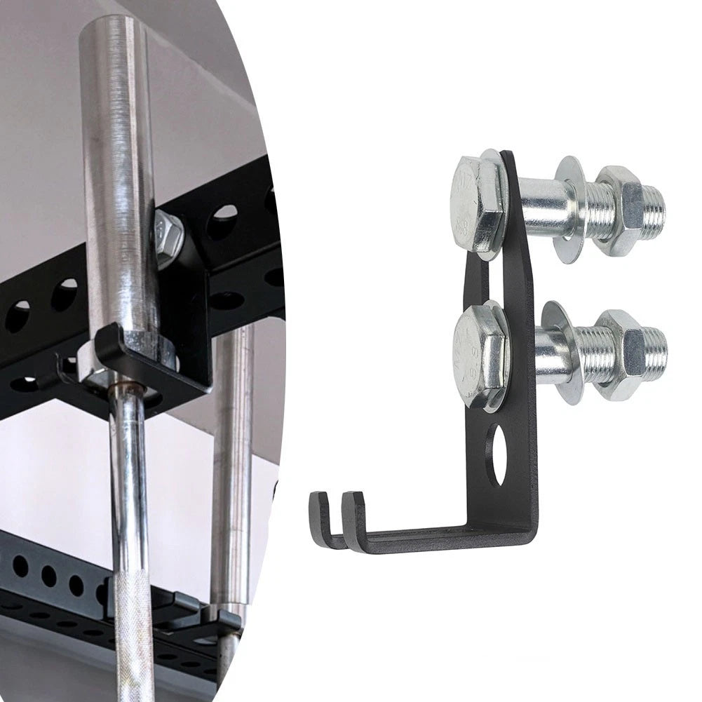 Space Saving Barbell Storage Hook for Squat Rack (50mm Hole Spacing)